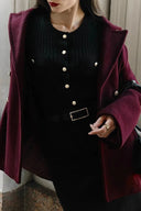Taryn | Dames Textured Knit Knop Voor Korte Mouw Cardigan