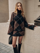 Taylee | Dames Trui Set met Diamantpatroon en Lange Mouwen