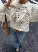 Tilly | Dames Open Gebreid Rugloos Langemouw Sweater