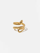Vada | Dames Gewikkelde Slang Ring met Textuur en Schubben Detail