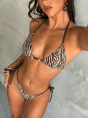 Vanessa | Dames Kantprint Triangle Tie-Side Bikini Set