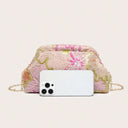 Wanda | Dames Bloemige Geborduurde Pailletten Schoudertas Clutch Handtas