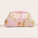 Wanda | Dames Bloemige Geborduurde Pailletten Schoudertas Clutch Handtas