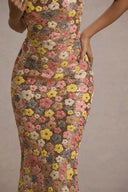 Winter | Dames Spaghetti Band Bloemen Pailletten Maxi Feestjurk