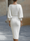 Wrenley | Dames Midi-jurk met Gedrapeerde Hals en Driekwart Mouwen