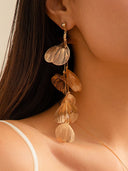 Yamileth | Dames Lange Dangle Ginkgo Blad Oorbellen