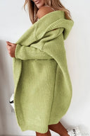 Yasmin | Dames Hooded Open Front Lange Gebreide Cardigan
