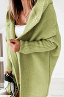 Yasmin | Dames Hooded Open Front Lange Gebreide Cardigan