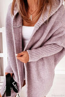 Yasmin | Dames Hooded Open Front Lange Gebreide Cardigan