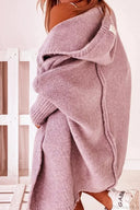 Yasmin | Dames Hooded Open Front Lange Gebreide Cardigan