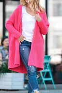 Yasmin | Dames Hooded Open Front Lange Gebreide Cardigan