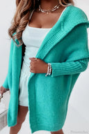 Yasmin | Dames Hooded Open Front Lange Gebreide Cardigan