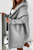 Yasmin | Dames Hooded Open Front Lange Gebreide Cardigan