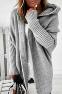 Yasmin | Dames Hooded Open Front Lange Gebreide Cardigan