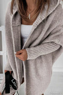 Yasmin | Dames Hooded Open Front Lange Gebreide Cardigan