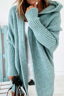 Yasmin | Dames Hooded Open Front Lange Gebreide Cardigan