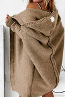 Yasmin | Dames Hooded Open Front Lange Gebreide Cardigan