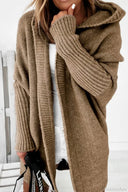 Yasmin | Dames Hooded Open Front Lange Gebreide Cardigan