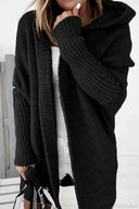 Yasmin | Dames Hooded Open Front Lange Gebreide Cardigan