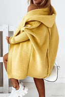 Yasmin | Dames Hooded Open Front Lange Gebreide Cardigan