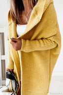 Yasmin | Dames Hooded Open Front Lange Gebreide Cardigan