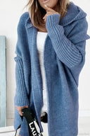 Yasmin | Dames Hooded Open Front Lange Gebreide Cardigan