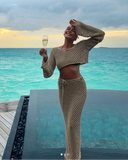 Zafrina | Vrouwen Gebreide Twee-delige Vakantie Zomer Cover-up Set
