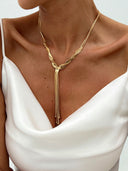 Zaylee | Vrouwen Twisted Y Gevlochten Ketting Lange Tassel Dangle Multi Strand Ketting