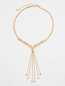 Zaylee | Vrouwen Twisted Y Gevlochten Ketting Lange Tassel Dangle Multi Strand Ketting