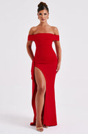 Zelda | Dames Maxi Jurk met Rimpelbodice en Zij Drapering voor Herfst Feestelijke Party