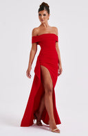 Zelda | Dames Maxi Jurk met Rimpelbodice en Zij Drapering voor Herfst Feestelijke Party