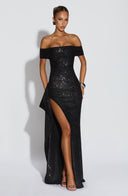 Zelda | Dames Maxi Jurk met Rimpelbodice en Zij Drapering voor Herfst Feestelijke Party
