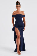 Zelda | Dames Maxi Jurk met Rimpelbodice en Zij Drapering voor Herfst Feestelijke Party