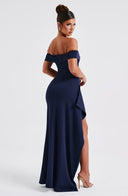 Zelda | Dames Maxi Jurk met Rimpelbodice en Zij Drapering voor Herfst Feestelijke Party