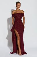 Zelda | Dames Maxi Jurk met Rimpelbodice en Zij Drapering voor Herfst Feestelijke Party