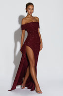 Zelda | Dames Maxi Jurk met Rimpelbodice en Zij Drapering voor Herfst Feestelijke Party