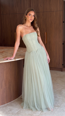 Zephyr | Dames Laagjes Strapless Corset Maxi Herfst Bruiloft Gast Jurk