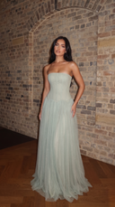 Zephyr | Dames Laagjes Strapless Corset Maxi Herfst Bruiloft Gast Jurk