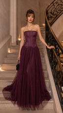 Zephyr | Dames Laagjes Strapless Corset Maxi Herfst Bruiloft Gast Jurk