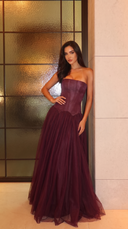 Zephyr | Dames Laagjes Strapless Corset Maxi Herfst Bruiloft Gast Jurk