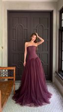 Zephyr | Dames Laagjes Strapless Corset Maxi Herfst Bruiloft Gast Jurk