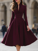 Zinnia | Dames Midi Jurk met Lange Mouwen en Aansluitend Taille