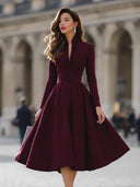 Zinnia | Dames Midi Jurk met Lange Mouwen en Aansluitend Taille