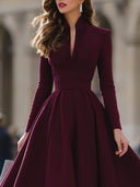 Zinnia | Dames Midi Jurk met Lange Mouwen en Aansluitend Taille