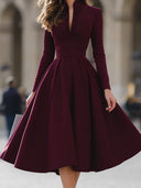 Zinnia | Dames Midi Jurk met Lange Mouwen en Aansluitend Taille