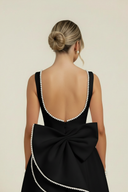 Zoe | Vrouwen Elegante Mouwloze Strik Rug Mini Cocktailjurk