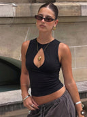 Zoey | Dames Keyhole Mouwloze Crop Top Festival