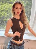 Zoey | Dames Keyhole Mouwloze Crop Top Festival