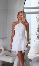 Zora | Vrouwen Plissé Halter Rimpel Mini Feest Cocktail Jurk