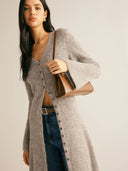 Zuri | Vrouwen V-hals Langlijn Brei Lange Mouwen Cardigan
